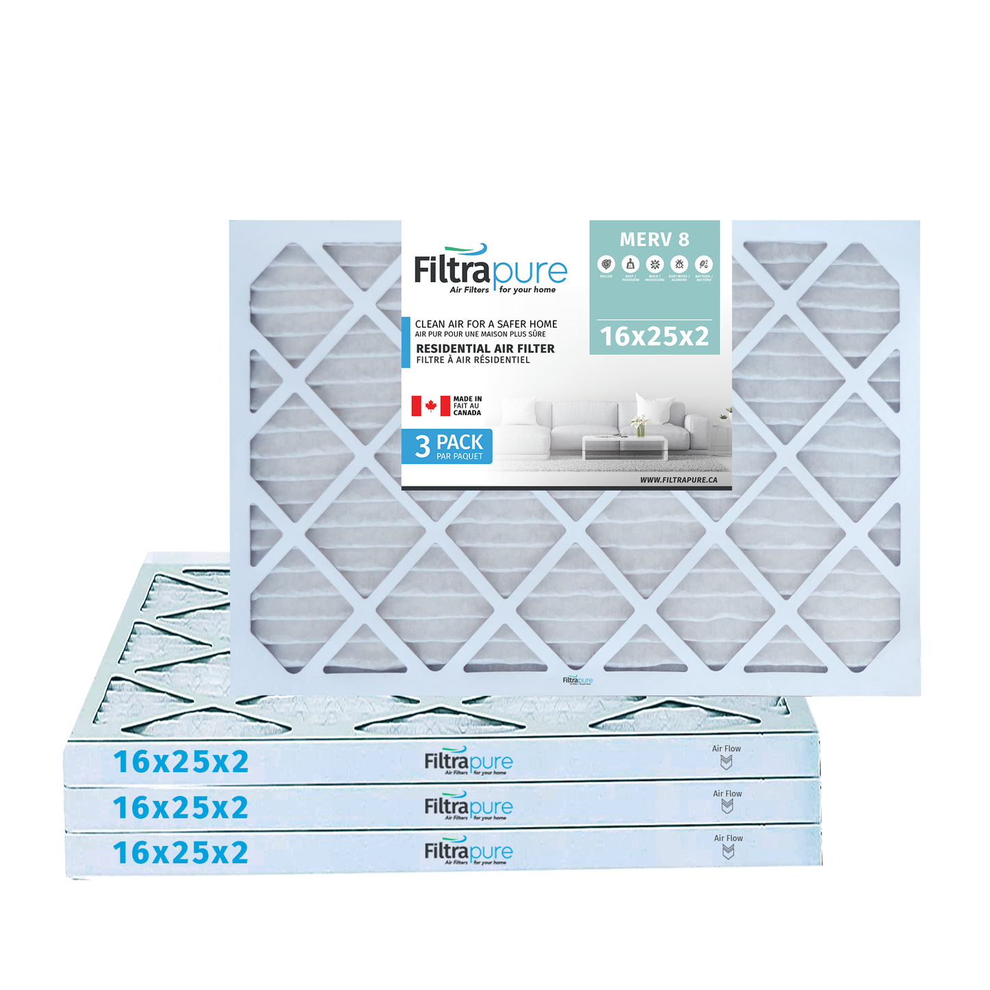 16x25x2 Air Filter - AC Furnace Filter