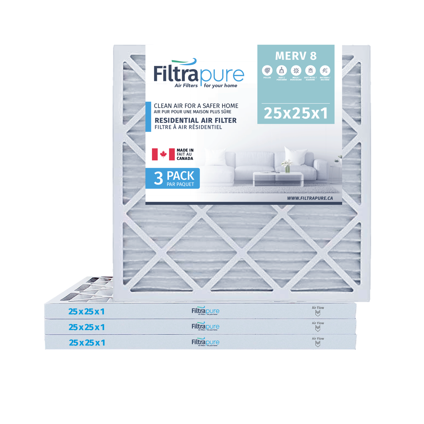 25X25x1 Air Filter - AC Furnace Filter